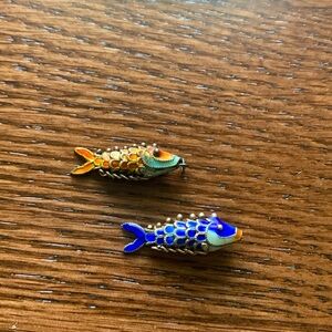 Vintage Chinese Cloisonné Fish Charms – Articulated Enamel Pendants